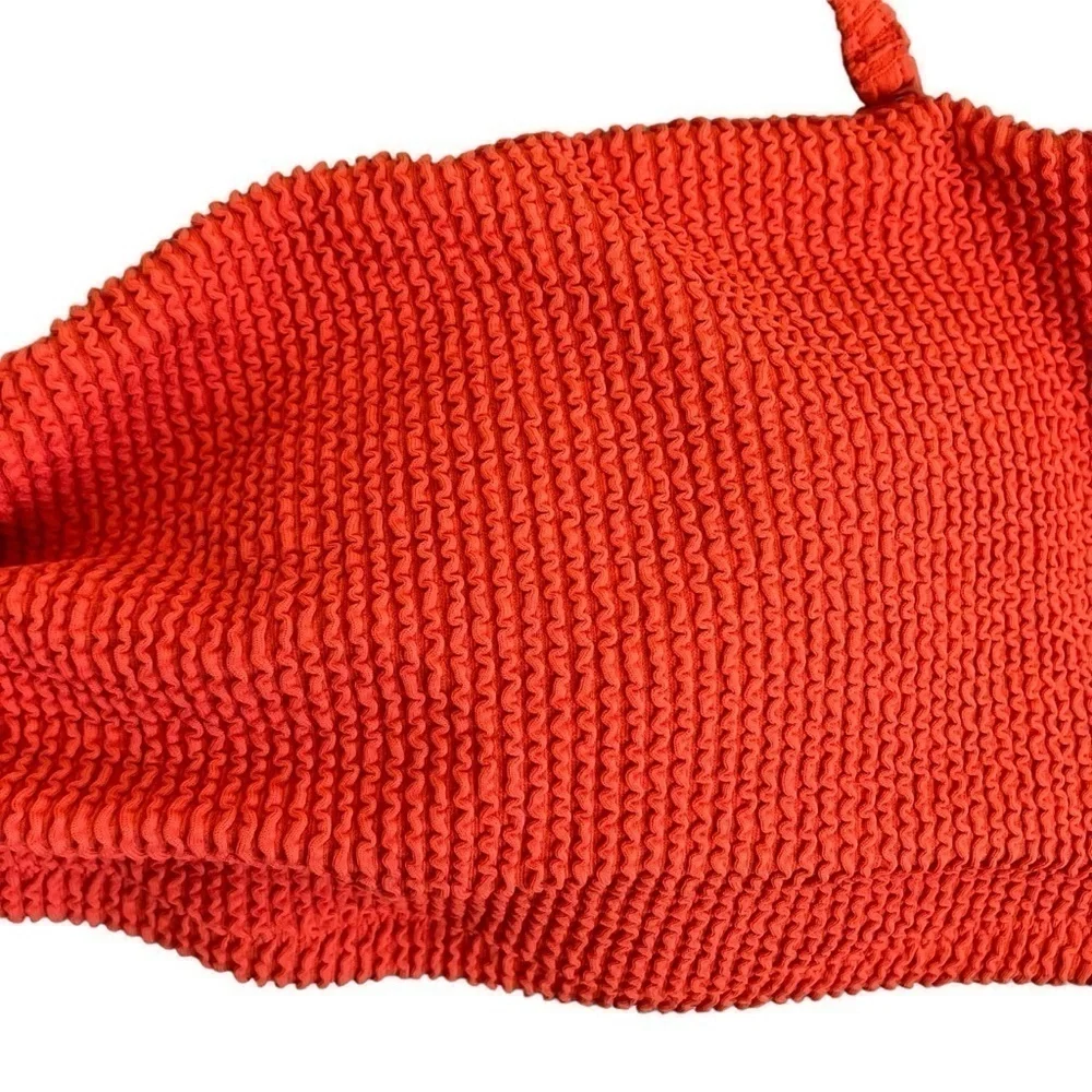 NWT J. Crew Retro Scrunchie Sweetheart Bikini Top in Vivid Flame Coral Red Sz 3X
